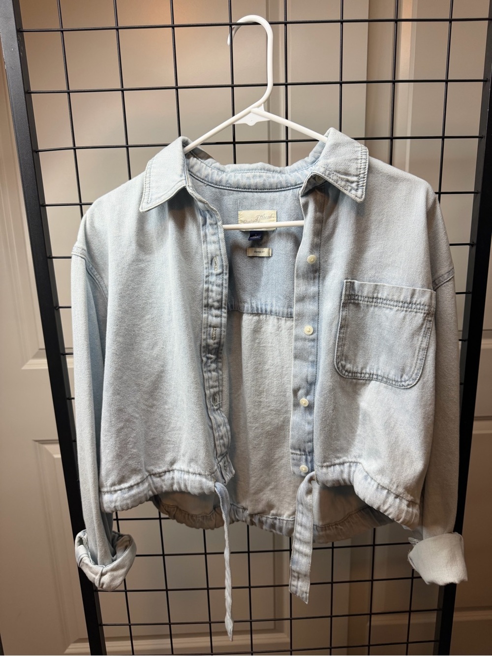 Universal Thread Light Wash Denim Button-Up Drawstring Jacket